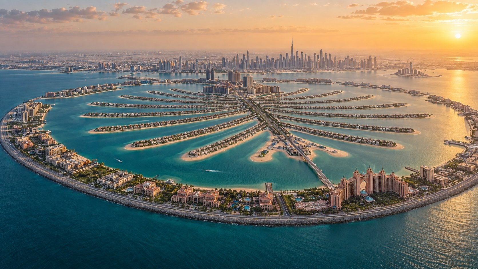 Palm Jumeirah at golden hour
