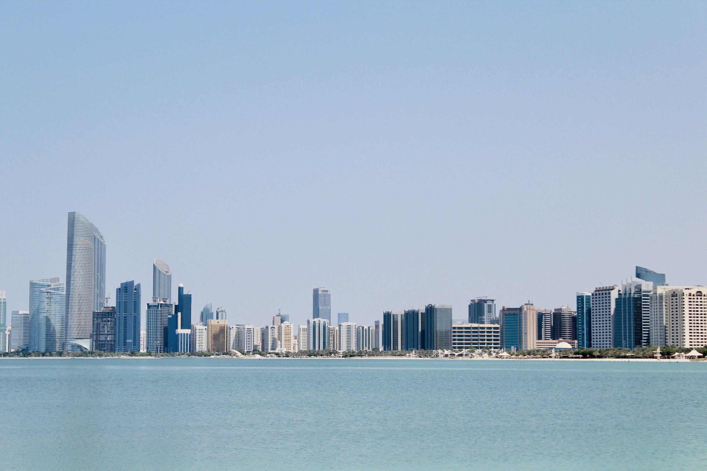 Abu Dhabi skyline across the water